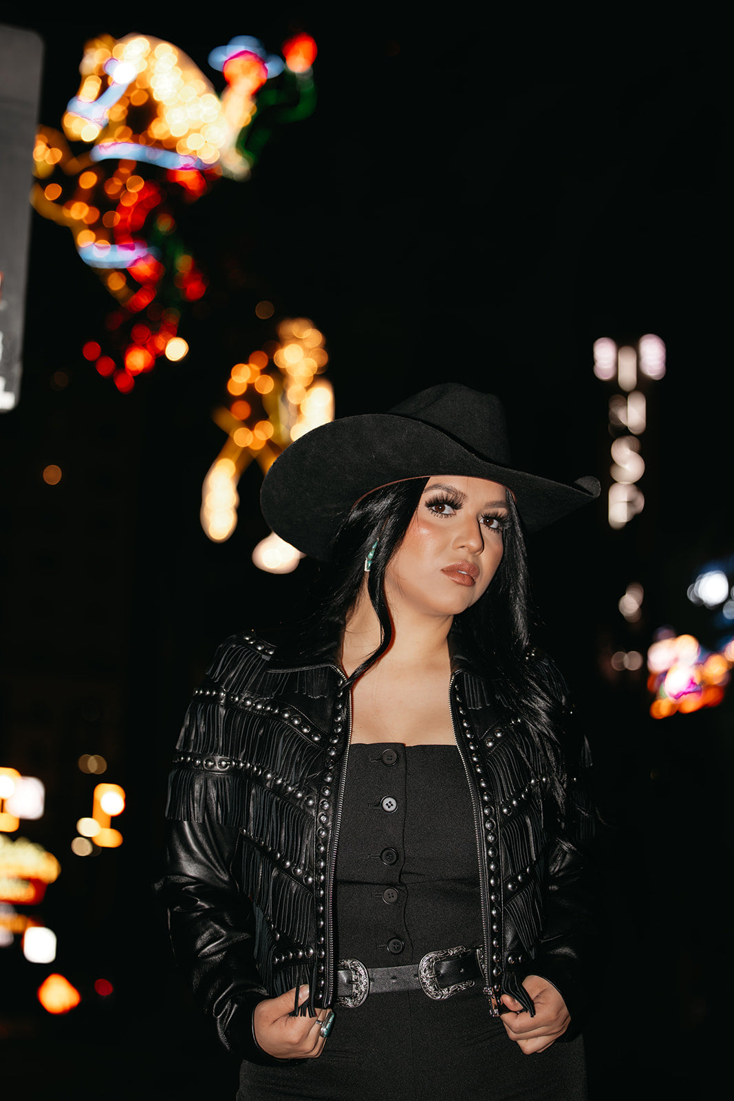 Dolce vita short stud and fringe trim jacket