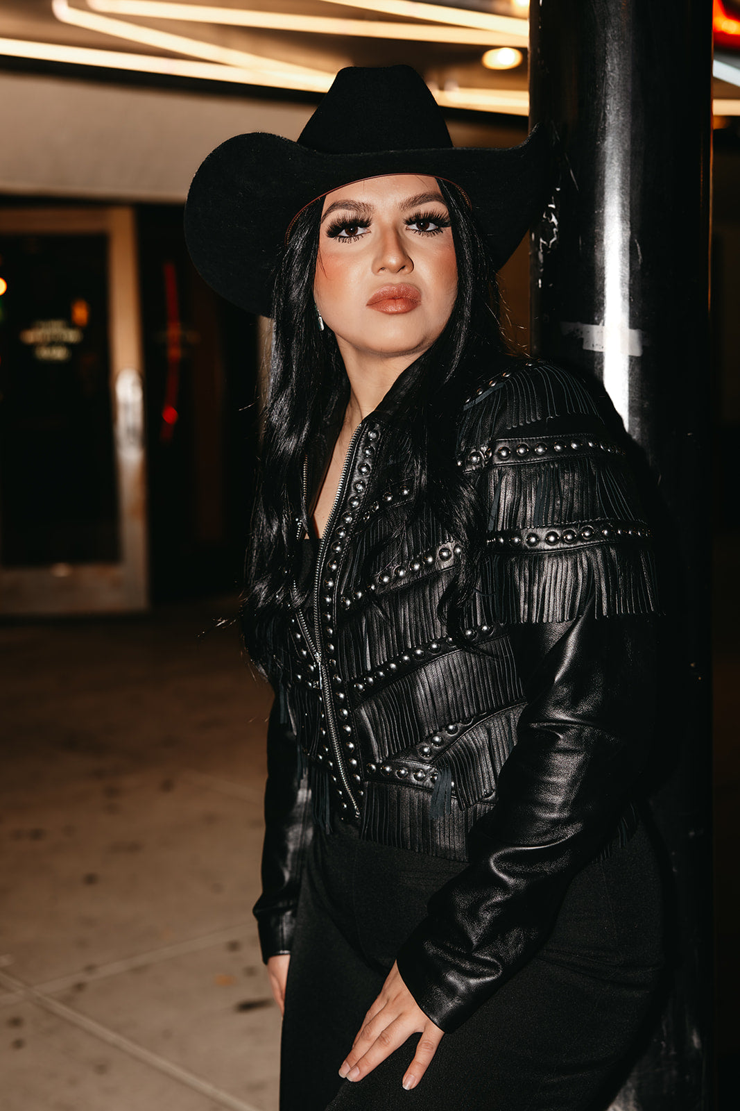 Dolce vita short stud and fringe trim jacket