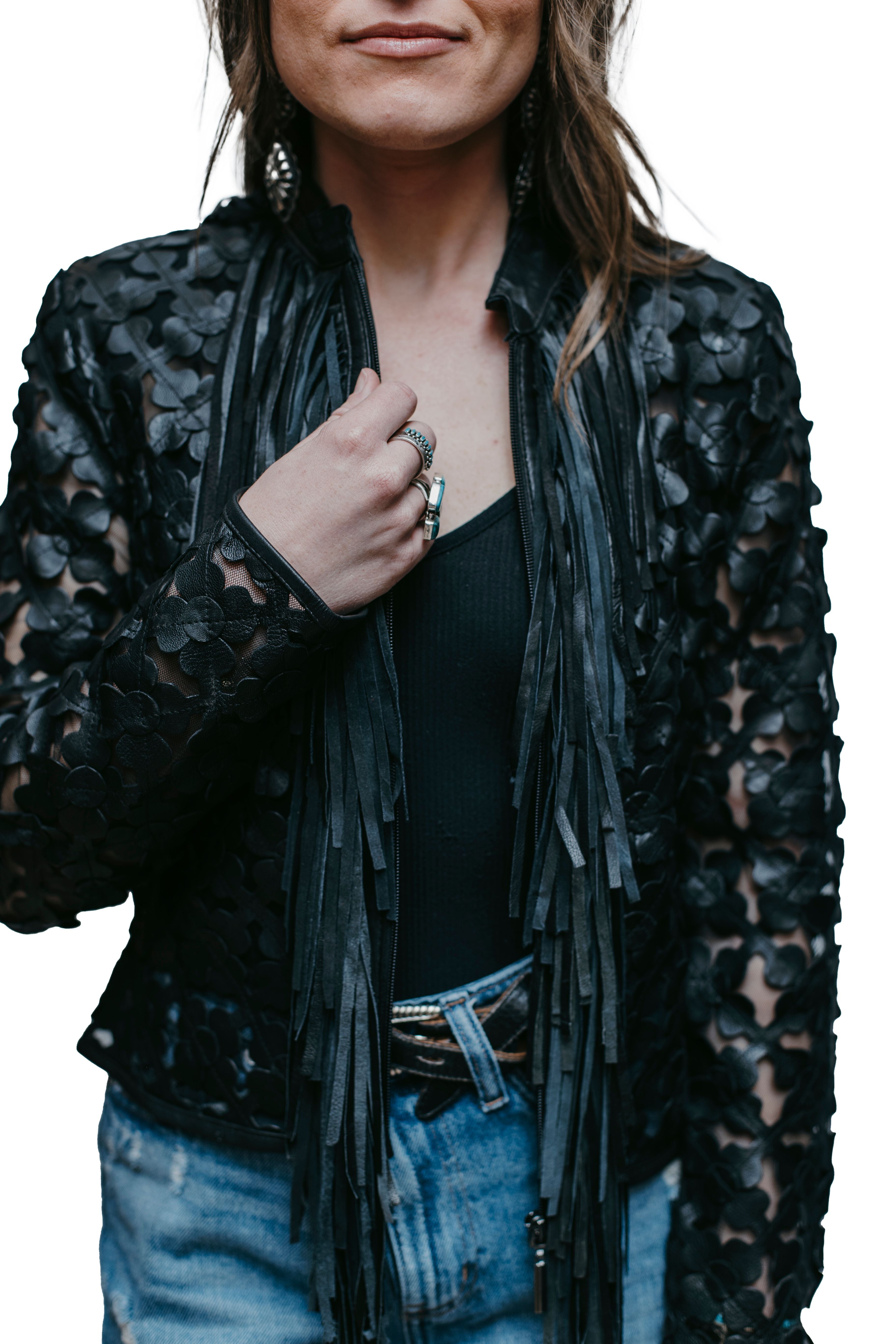 Cropped Daisy Fringe Jacket